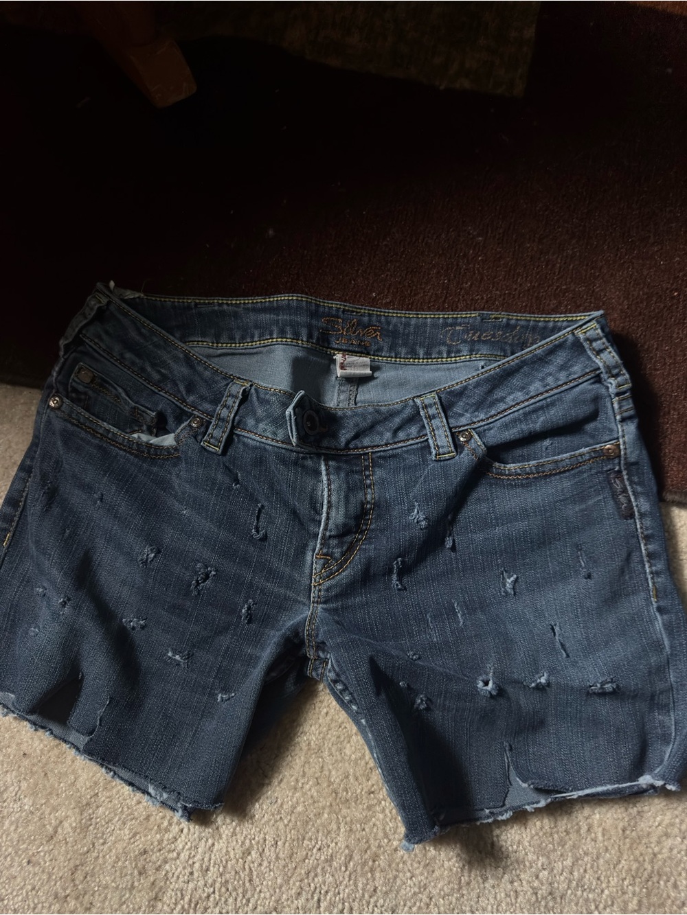 Distressed Women’s Denim Shorts - Blue